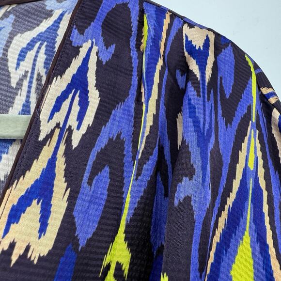 Forte Forte 6 Northern Light Print Satin Dress Multi Purple Ikat Dolman V Neck - Picture 9 of 16